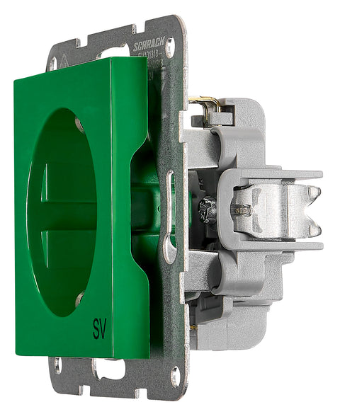 Socket outlet with safety shutter, cage clamps, SV, green