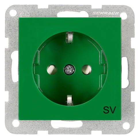 Socket outlet with safety shutter, cage clamps, SV, green