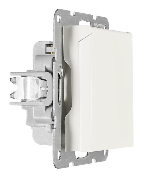 Pin socket outlet with safety shutter, lid, screw, white