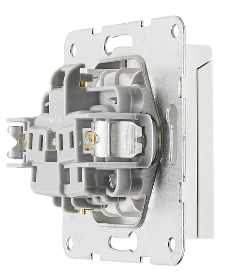 Pin socket outlet with safety shutter, lid, screw, white