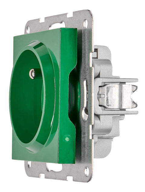 Insert priză, cu pin PE, protecție cleme elastice, verde
