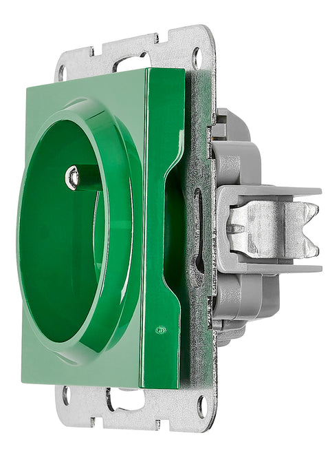 Insert priză, cu pin PE, protecție cleme cu șurub, verde