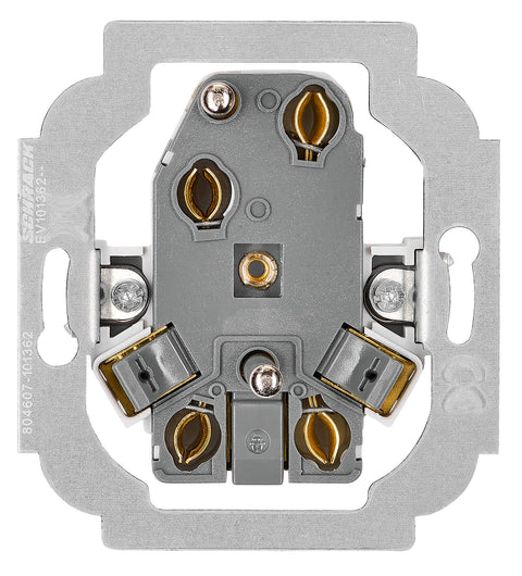 Priză dublă completă cu pin, 2xPE, 1 priza 45°, albă