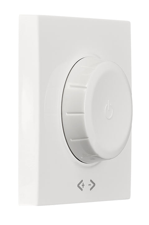 Placă frontală dimmer cu buton rotativ, alb