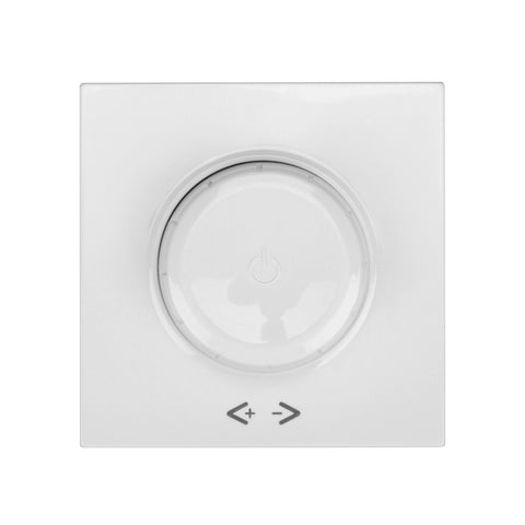 Placă frontală dimmer cu buton rotativ, alb