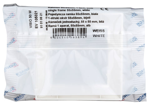 Ramă pentru 1 aparat cu dimensiuni de 55x55mm, albă