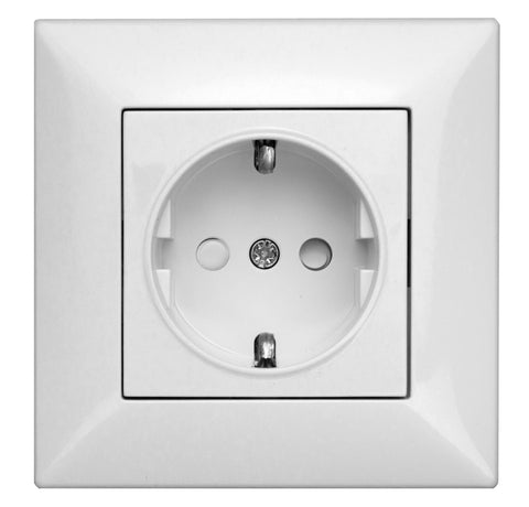 Priză completă, cu protecție, conexiune elastică, albă