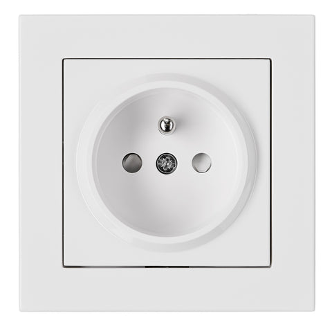 Priză completă, cu protecție și pin PE, albă
