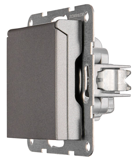 Pin socket outlet with safety shutter, lid, screw,anthracite