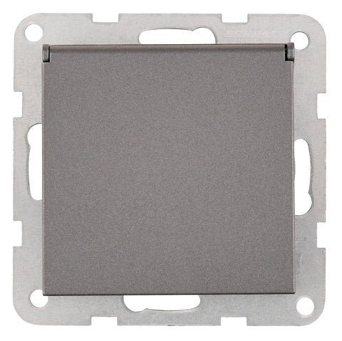 Pin socket outlet with safety shutter, lid, screw,anthracite