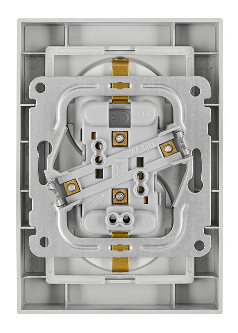 Priză dublă completă cu contacte de protecție,argintie