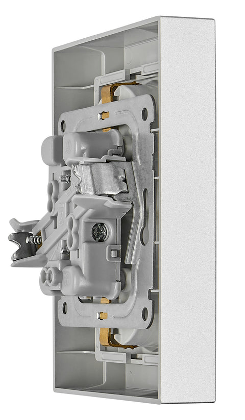 Priză dublă completă cu contacte de protecție,argintie