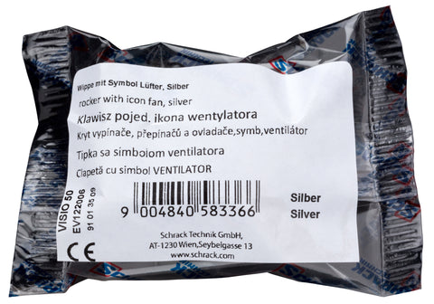Clapetă cu simbol VENTILATOR, argintiu