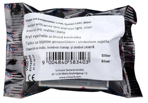 Clapetă cu indic. luminos transp. şi simbol LAMPĂ, argintiu
