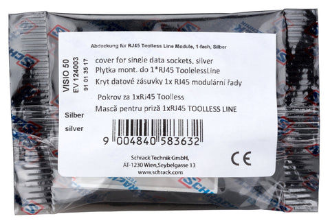 Mască pentru priză 1xRJ45 TOOLLESS LINE, argintiu