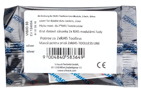 Mască pentru priză 2xRJ45 TOOLLESS LINE, argintiu
