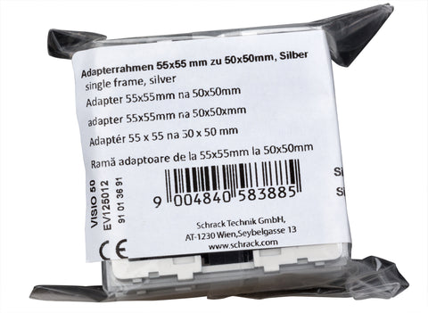 Ramă adaptoare de la 50x50mm la 55x55mm, argintiu