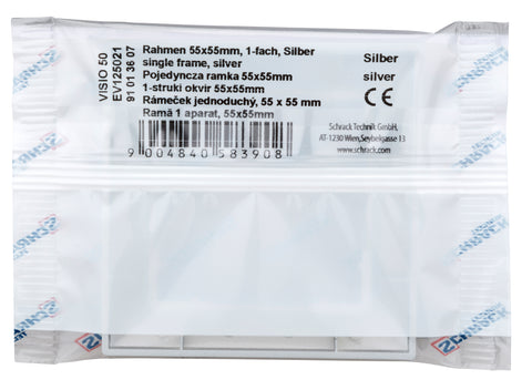 Ramă pentru 1 aparat cu dimensiuni de 55x55mm, argintie