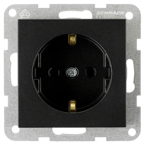 Socket outlet, screw clamps, black