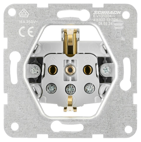 Socket outlet with safety shutter, screw clamps, black