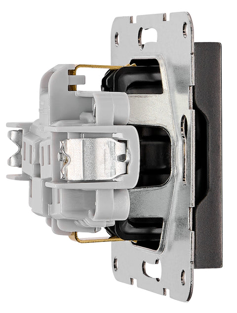 Socket outlet with safety shutter, screw clamps, black