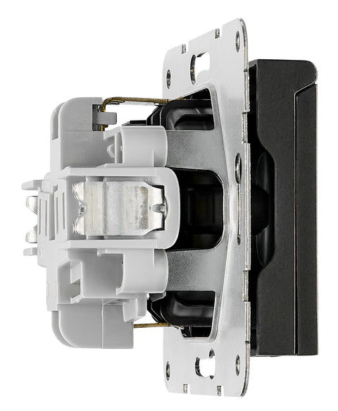 Socket outlet, flap cover, screw clamps, black