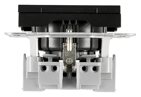 Socket outlet, flap cover, screw clamps, black