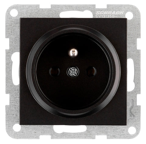 Pin socket outlet, screw clamps, black