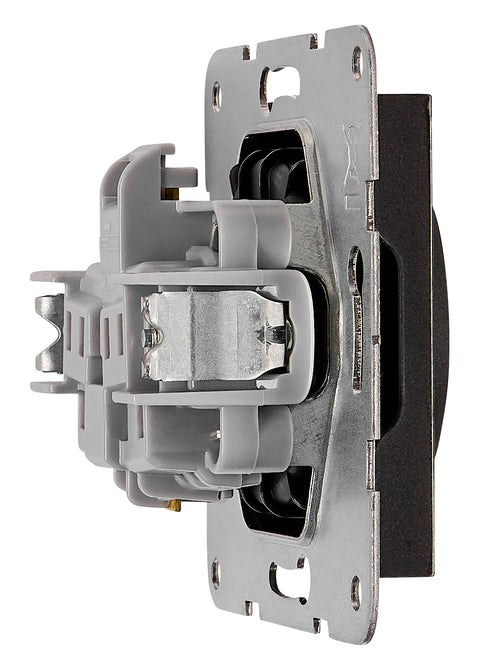 Pin socket outlet with safety shutter, screw clamps, black