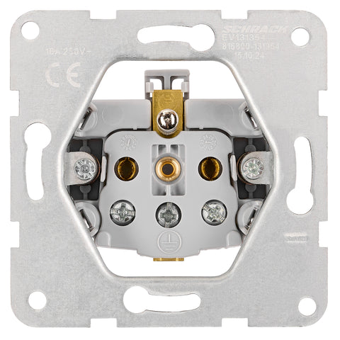 Pin socket outlet with safety shutter, lid, screw, black