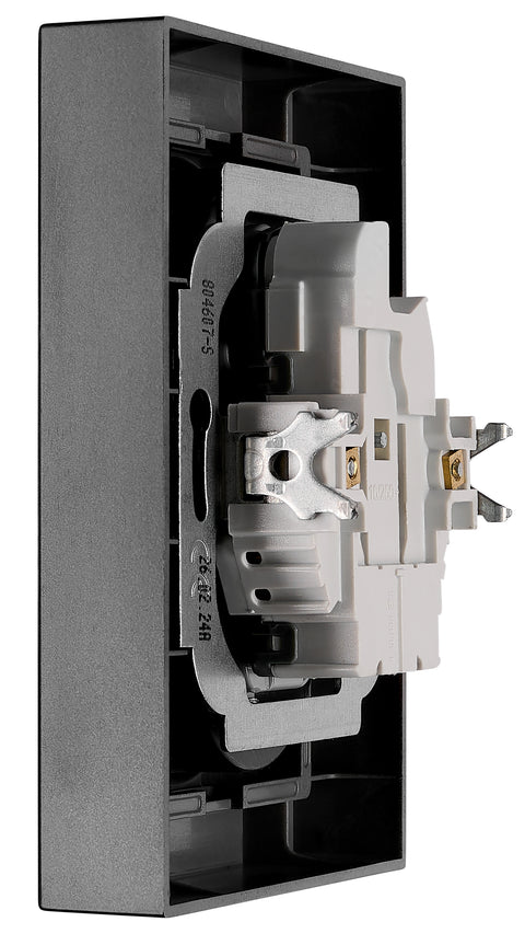 Pin compact socket outlet 2x2P+E, 45° turned, cage cl, black