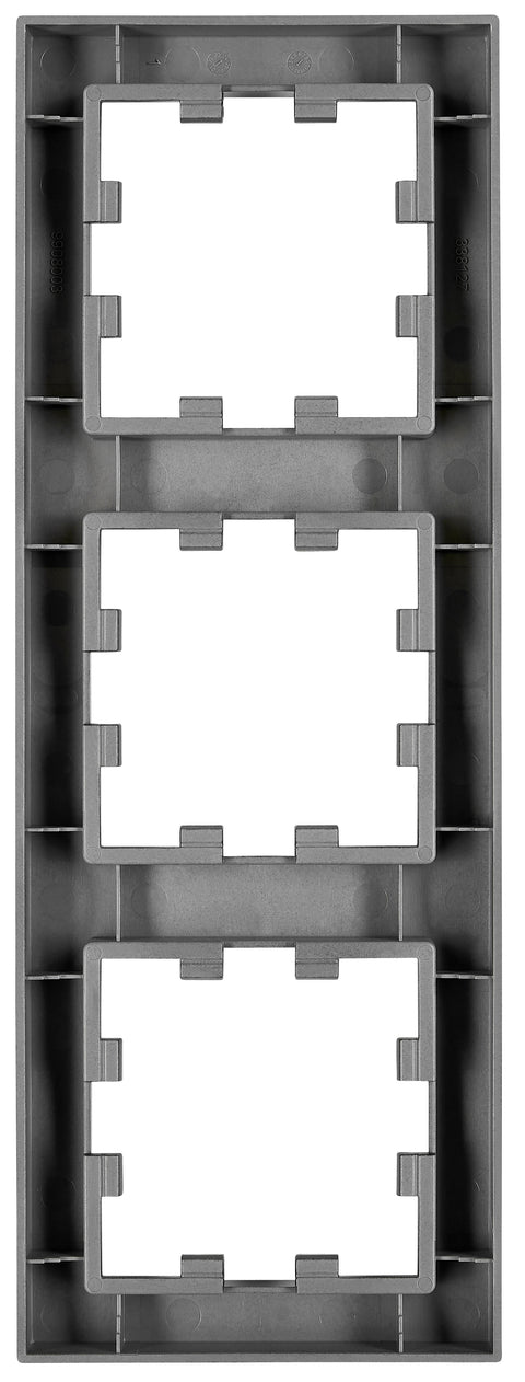 Three gang frame, Design CUBIC, black