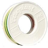Insulating tape,standard-PVC-yellow/green,COROPLAST 15mm/10m