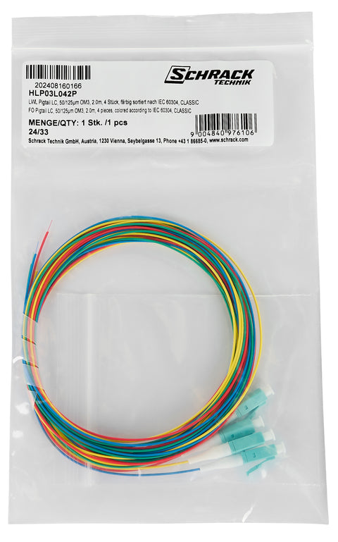 Pigtail FO LC, 50/125µm OM3, 2.0m, Easy Strip, 4pcs
