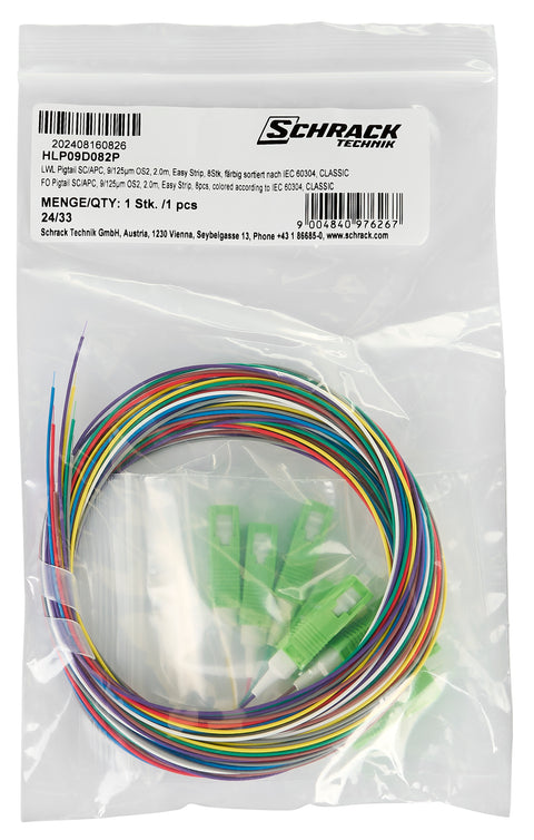 Pigtail FO SC/APC, 9/125µm OS2, 2.0m, Easy Strip, 8pcs