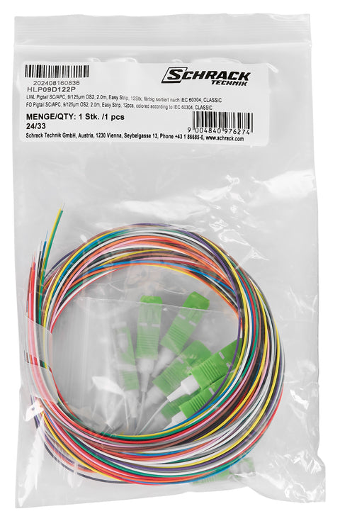 Pigtail FO SC/APC, 9/125µm OS2, 2.0m, Easy Strip, 12pcs