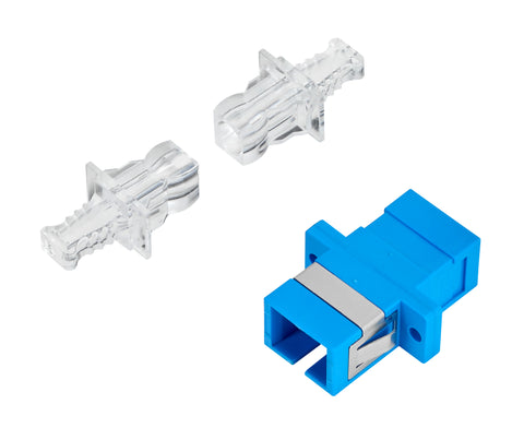 Cuplor FO SC-Simpl,plastic,Singlemode,zirconiu,flanșă,albast