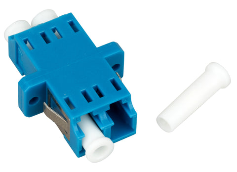 Cuplă LC Duplex,Plastic,Singlemode,zirc.,flanşă,albstr.,ECO