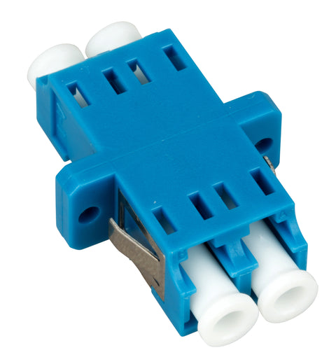 Cuplă LC Duplex,Plastic,Singlemode,zirc.,flanşă,albstr.,ECO