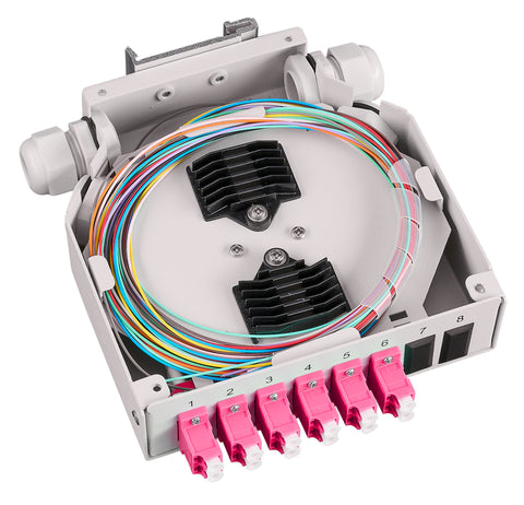 Splicebox FO pt. sina DIN,  8 Fibre, LC, 50/125µm OM4