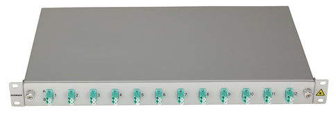 Splicebox, 12 fibre,LC,50/125µm OM3, culisant,19",1UV , ECO