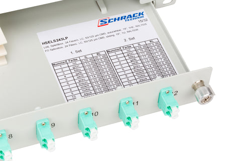 Splicebox, 16 fibre,LC,50/125µm OM3, culisant,19",1UV , ECO