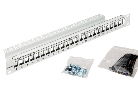 Patchpanel 19" 24 porturi(SFA)(SFB) goale,1UH,RAL7035,scurt