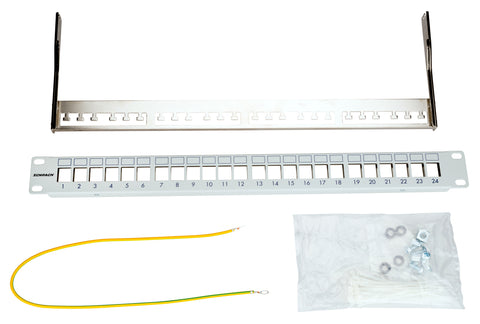 Patchpanel pt. 24 module TOOLLESS LINE, 1UH, 19", RAL7035