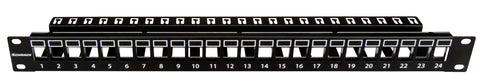 Patchpanel 19" 24 porturi(SFA)(SFB) goale,1UH,negru,scurt