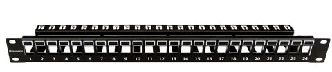 Patchpanel 19" 24 porturi(SFA)(SFB) goale,1UH,negru,scurt