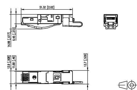 Conector industrial IP20 RJ45G Cat.6 pt. AWG22