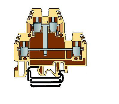Clemă dublu etajată tip DAS.4, bej/0,2-4 mm²