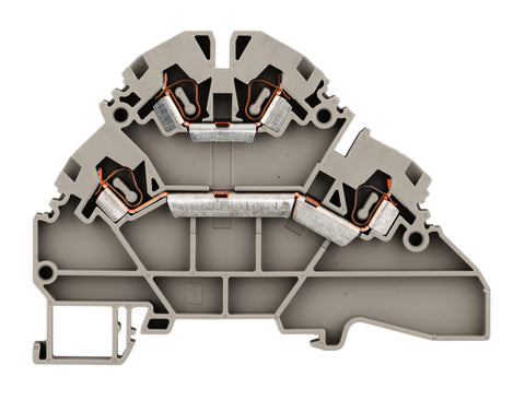 Clemă dublu etajată, conex. elastică,gri,YBK 2,5-2F, 2,5mm²