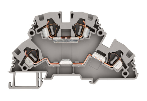 Clemă dublu etajată, conex. elastică, gri, YBK 4-2F, 4mm²